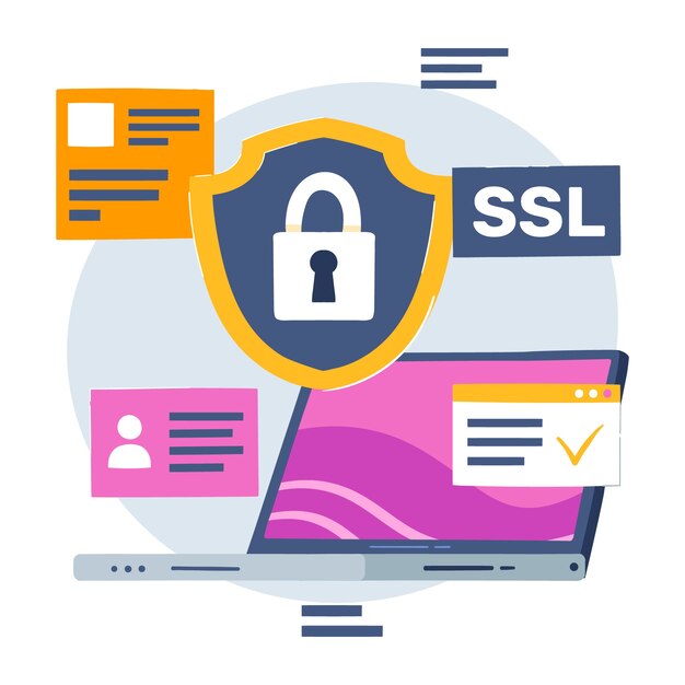 Dibujado a mano ilustración de ssl de diseño plano