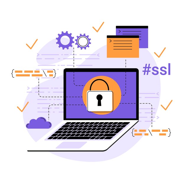 Dibujado a mano ilustración de ssl de diseño plano
