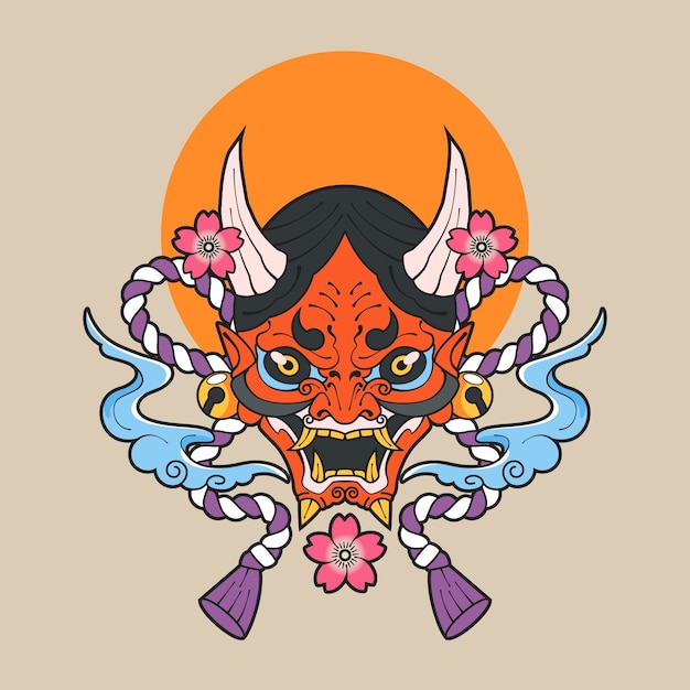 Dibujado a mano ilustración de tatuaje de estilo asiático