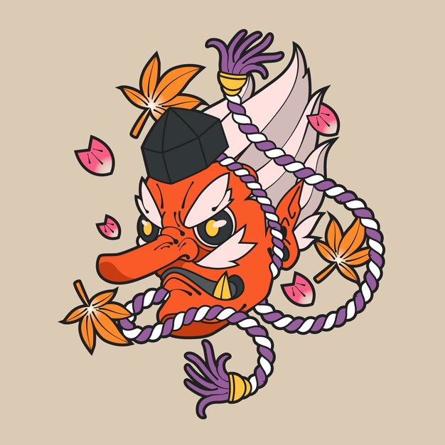 Dibujado a mano ilustración de tatuaje de estilo asiático