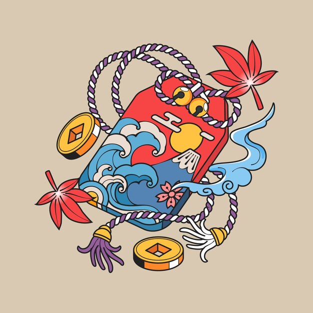 Dibujado a mano ilustración de tatuaje de estilo asiático