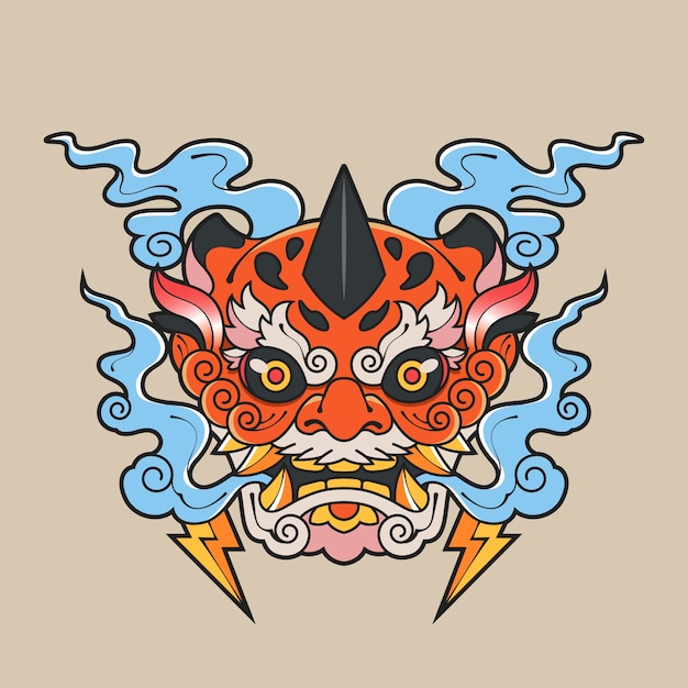 Dibujado a mano ilustración de tatuaje de estilo asiático