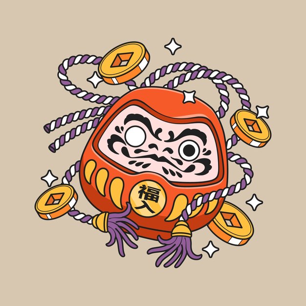 Dibujado a mano ilustración de tatuaje de estilo asiático