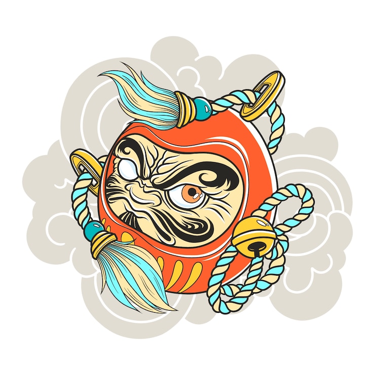 Vector gratuito dibujado a mano ilustración de tatuaje de estilo asiático