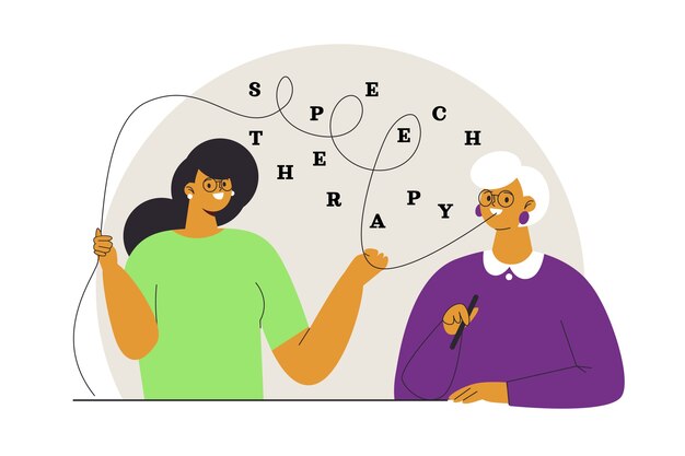 Dibujado a mano ilustración de terapia del habla