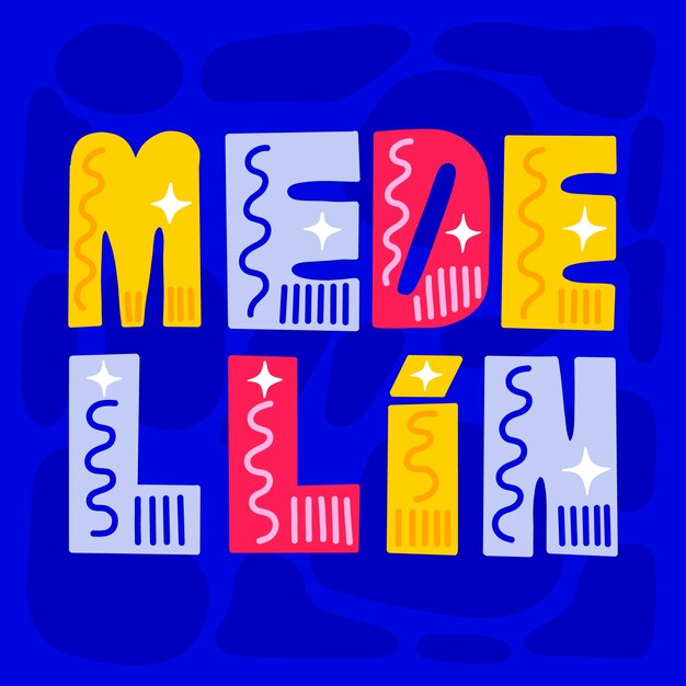 Dibujado a mano ilustración de texto de medellín