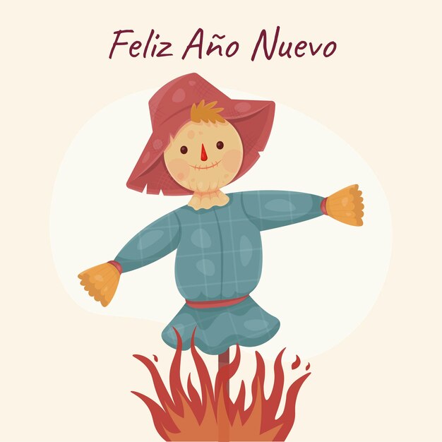 Dibujado a mano ilustración de tradición ardiente espantapájaros plana