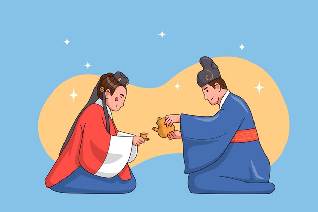 Dibujado a mano ilustración tradicional coreana