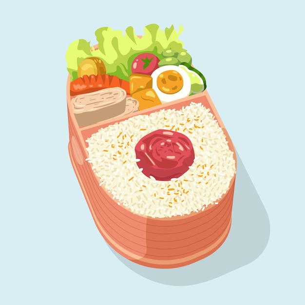 Dibujado a mano ilustración umeboshi bento