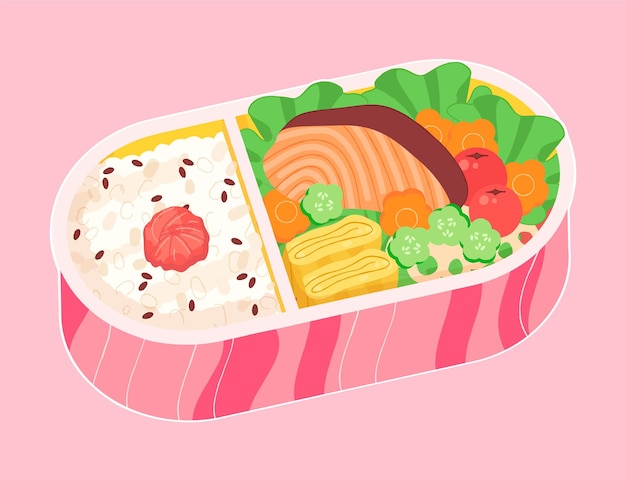 Dibujado a mano ilustración umeboshi bento