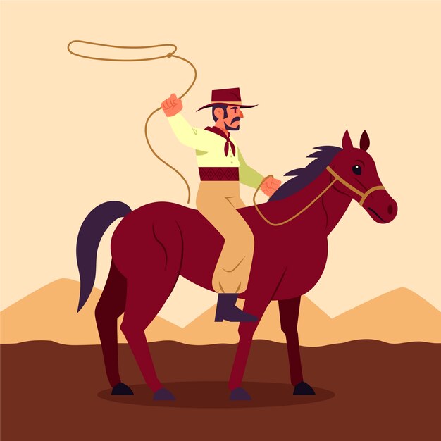 Dibujado a mano ilustración de vaquero gaucho