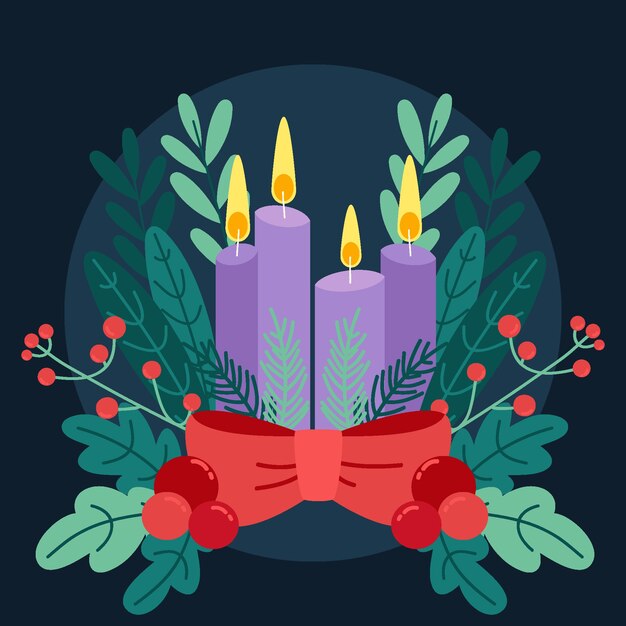 Dibujado a mano ilustración de velas moradas
