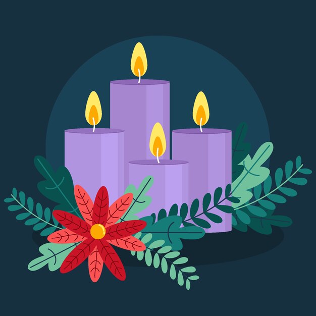 Dibujado a mano ilustración de velas moradas
