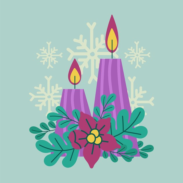 Dibujado a mano ilustración de velas moradas
