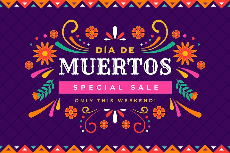 Vector gratuito dibujado a mano ilustración de venta de dia de muertos plana