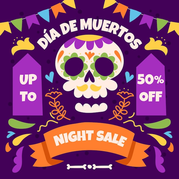 Dibujado a mano ilustración de venta de dia de muertos