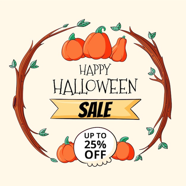 Vector gratuito dibujado a mano ilustración de venta de halloween