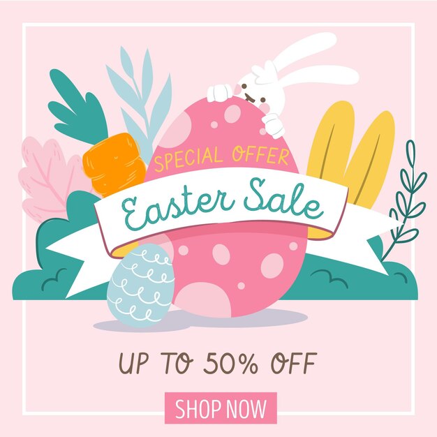 Dibujado a mano ilustración de venta de pascua