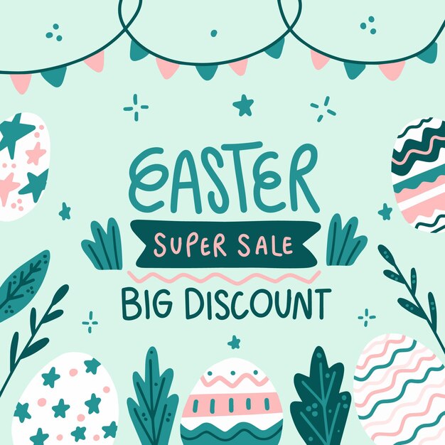 Vector gratuito dibujado a mano ilustración de venta de pascua