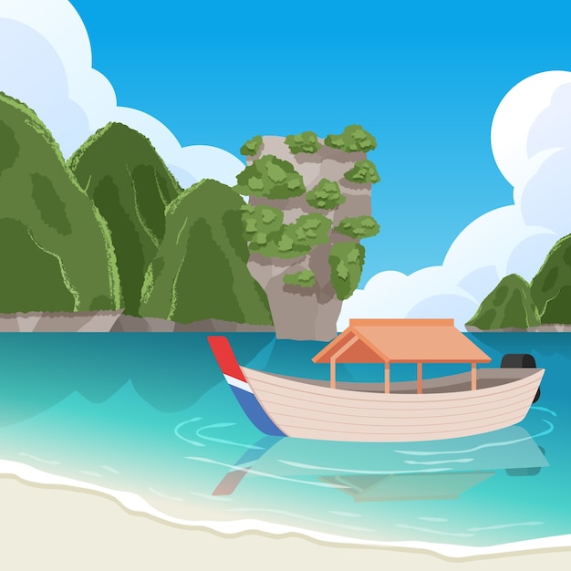 Vector gratuito dibujado a mano ilustración de viaje de tailandia