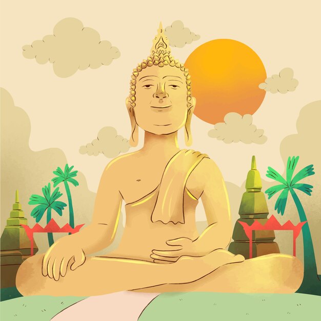 Dibujado a mano ilustración de viaje de tailandia