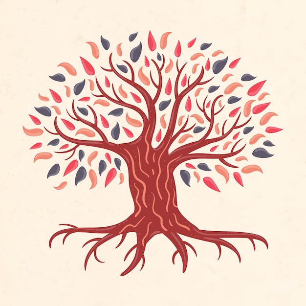 Dibujado a mano ilustración de la vida del árbol