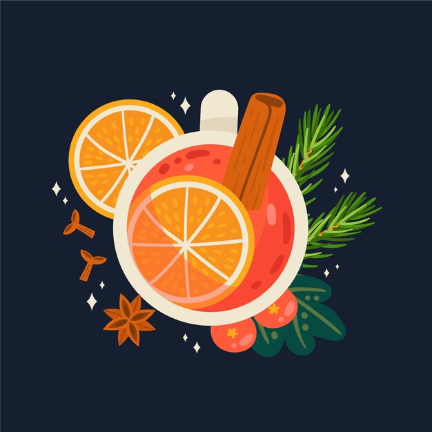 Dibujado a mano ilustración de vino caliente plano