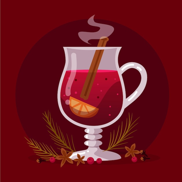 Dibujado a mano ilustración de vino caliente plano