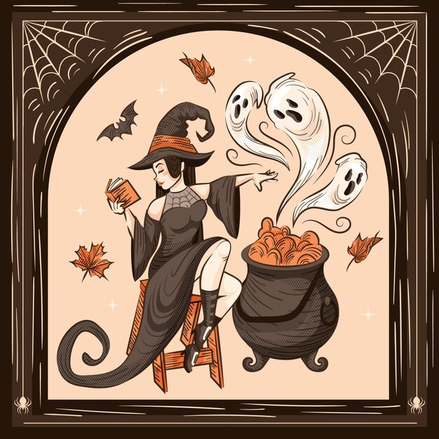 Dibujado a mano ilustración vintage de halloween
