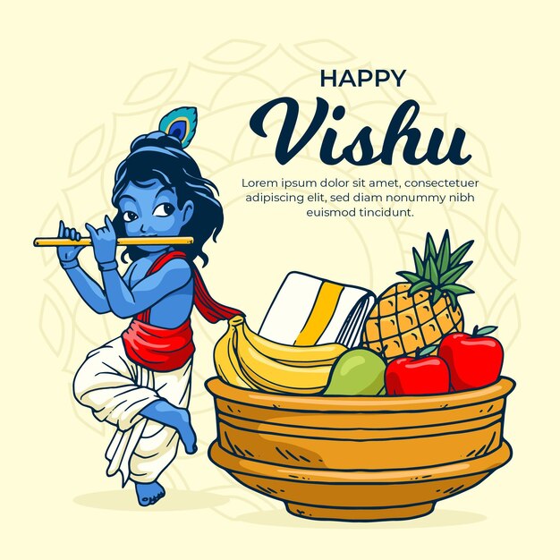 Dibujado a mano ilustración de vishu