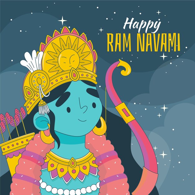 Dibujado a mano ilustrador de tradición ram navami