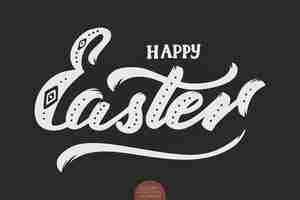 Vector gratuito dibujado a mano letras feliz pascua de resurrección. caligrafía manuscrita moderna elegante. ilustración de tinta de vector. cartel de tipografía sobre fondo oscuro. para tarjetas, invitaciones, estampados, etc.