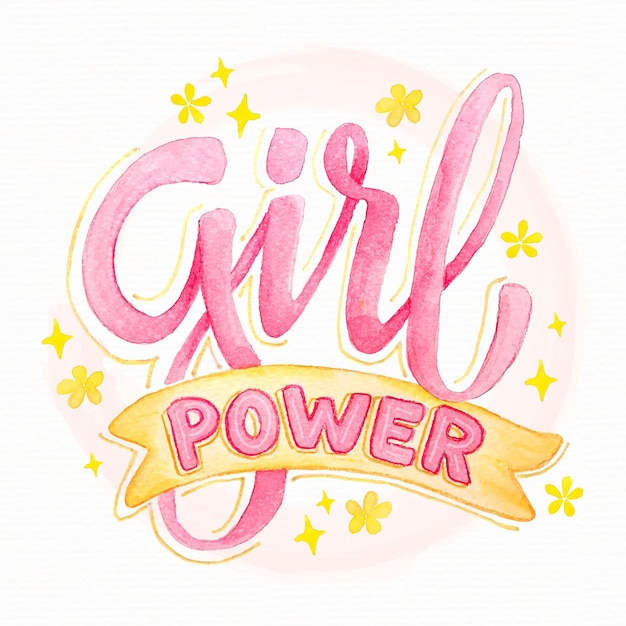 Vector gratuito dibujado a mano letras feministas girl power