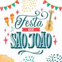 Vector gratuito dibujado a mano letras festa de sao joao