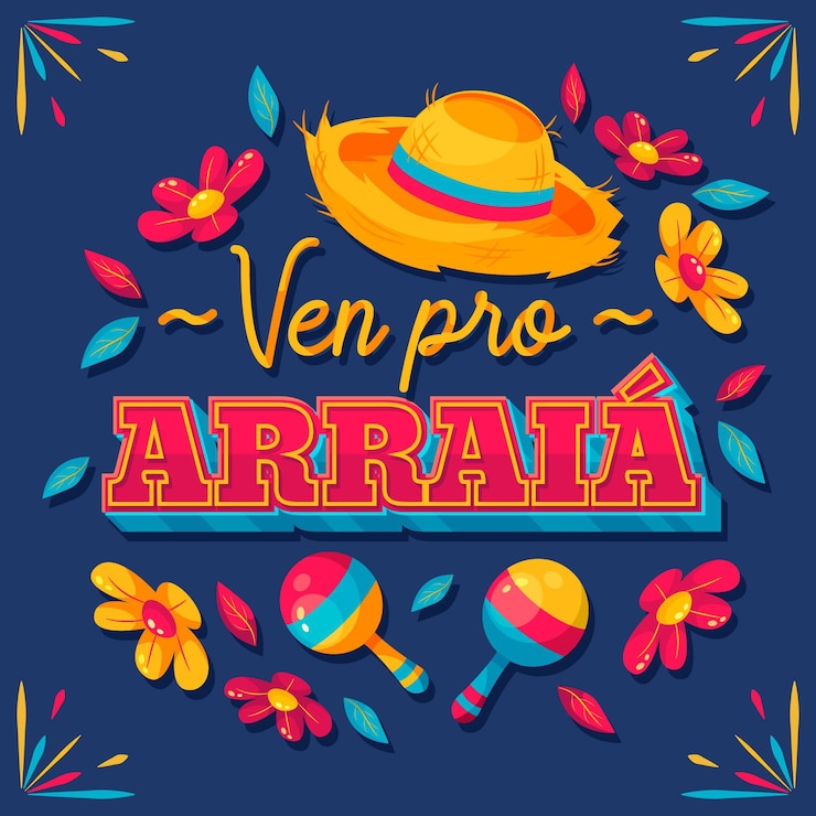 Vector gratuito dibujado a mano letras vem pro arraia
