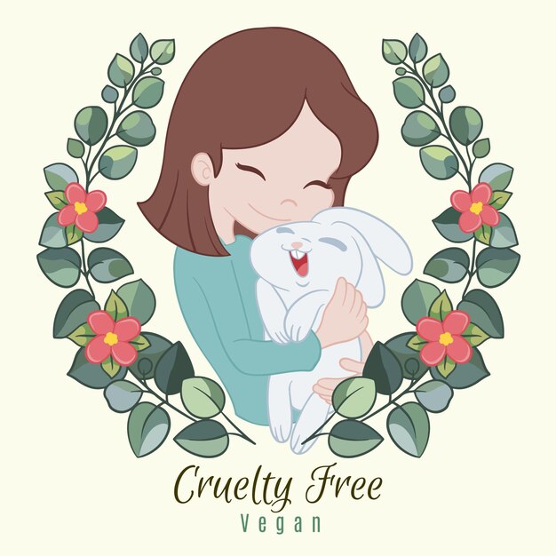 Dibujado a mano libre de crueldad y concepto vegano ilustrado