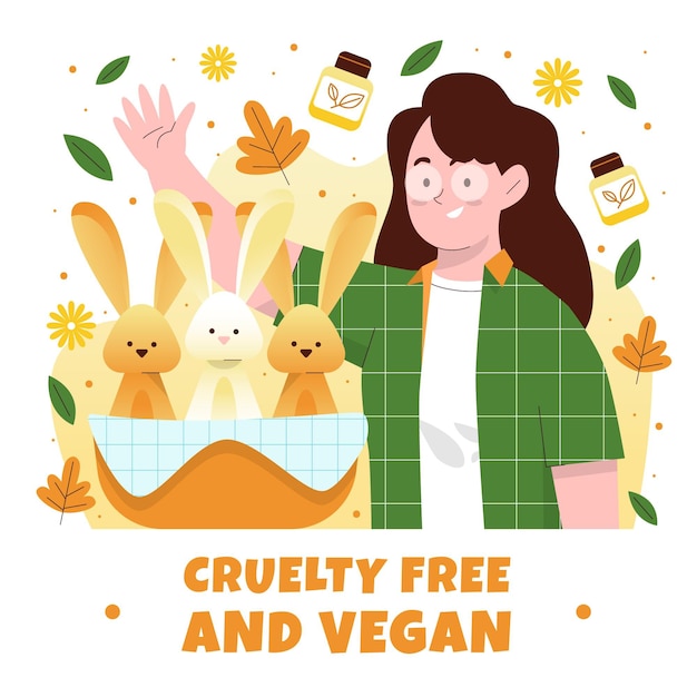 Dibujado a mano libre de crueldad y vegano.