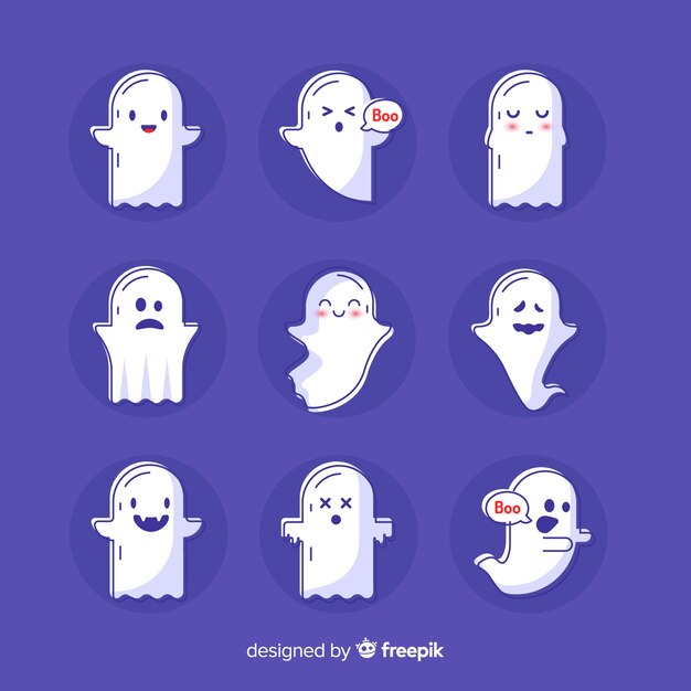 Dibujado a mano linda colección de fantasmas de halloween
