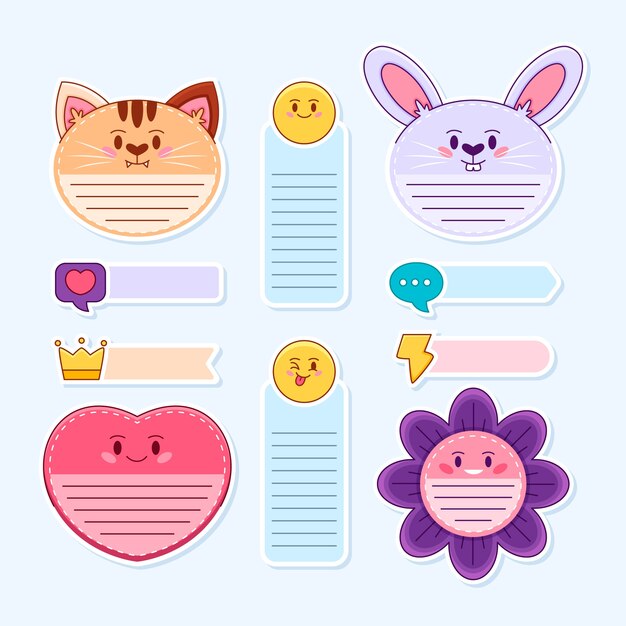 Dibujado a mano linda ilustración de notas adhesivas