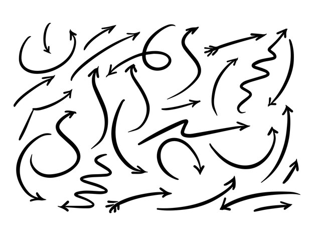 Dibujado a mano línea arte doodle estilo vector flecha colección