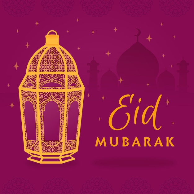 Vector gratuito dibujado a mano linterna árabe eid mubarak