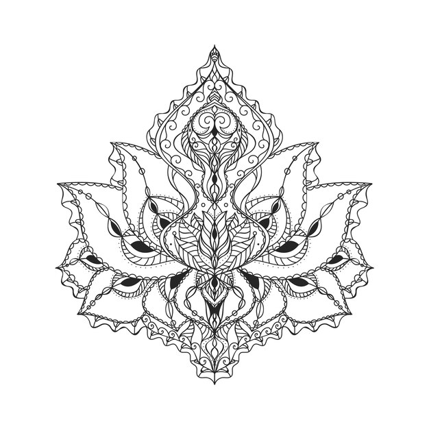 Dibujado a mano mandala flor de loto ilustración