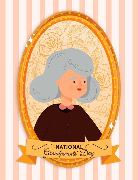 Dibujado a mano marco del día nacional de los abuelos con la abuela