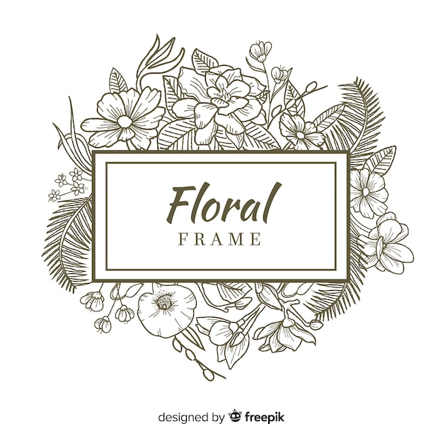 Vector gratuito dibujado a mano marco floral banner realista