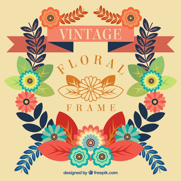 Vector gratuito dibujado a mano marco floral en un estilo vintage