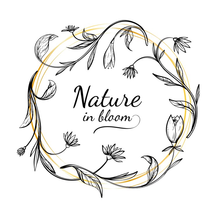 Vector gratuito dibujado a mano marco floral de primavera con la naturaleza