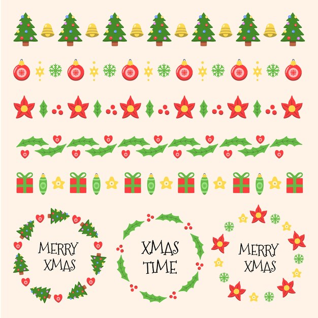 Dibujado a mano marcos y bordes de navidad