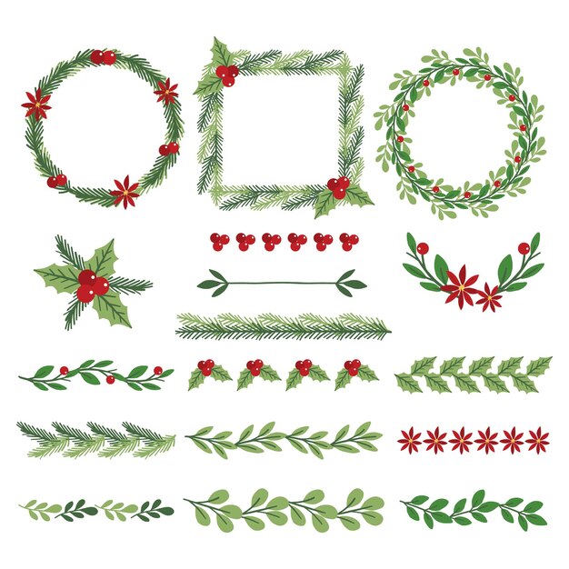 Dibujado a mano marcos y bordes de navidad