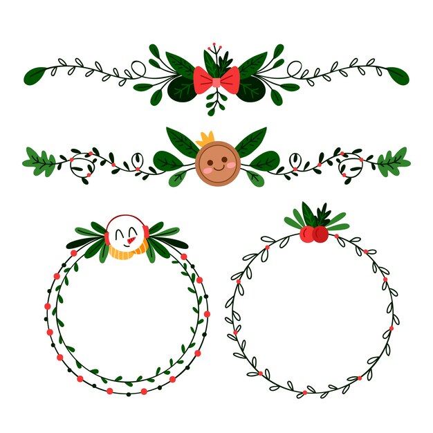 Dibujado a mano marcos y bordes de navidad