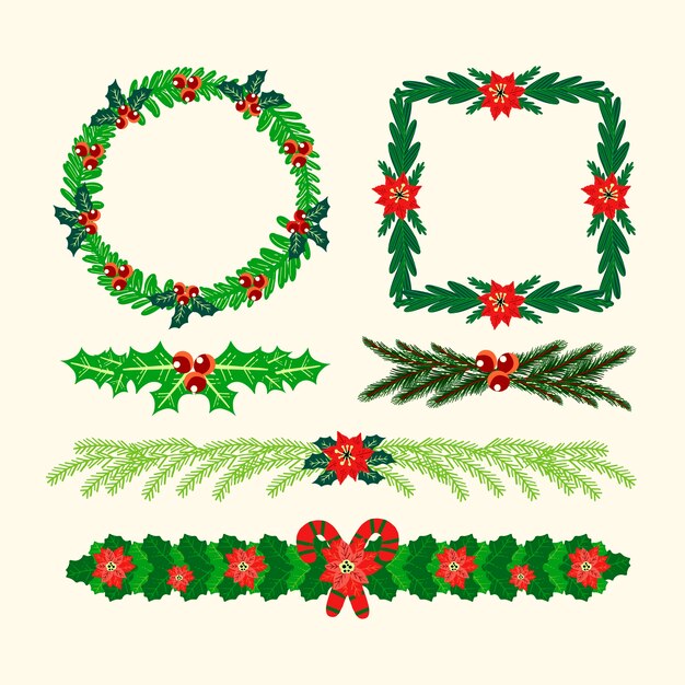 Dibujado a mano marcos y bordes de navidad